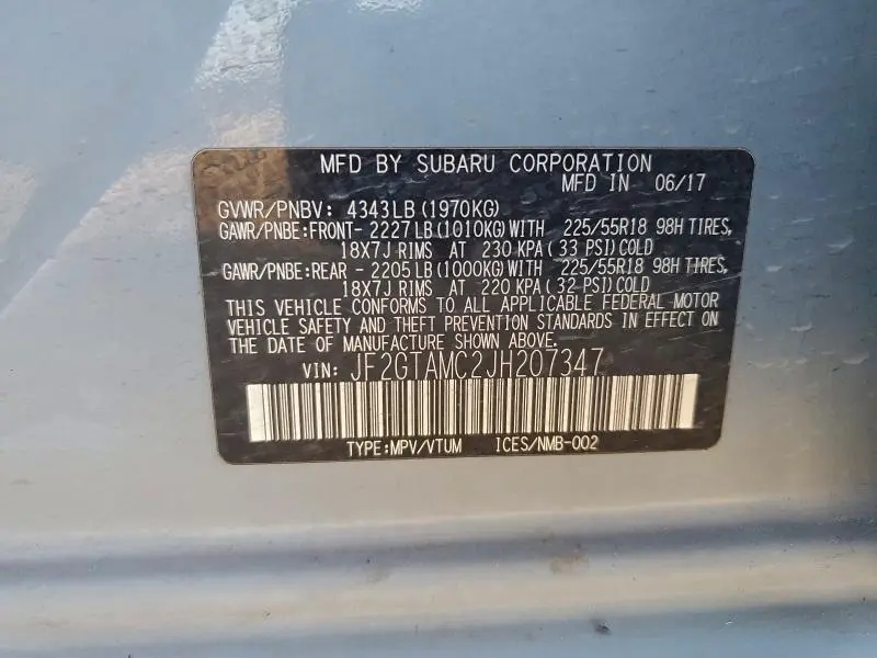 2018 SUBARU CROSSTREK LIMITED  