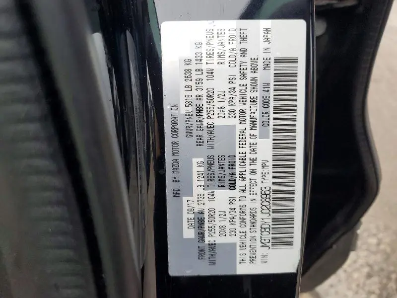 2018 MAZDA CX-9 GRAND TOURING  