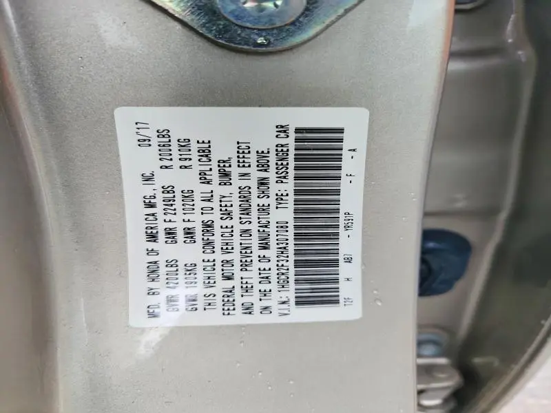 2017 HONDA ACCORD LX  