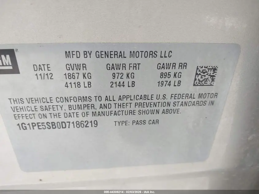 2013 CHEVROLET CRUZE 2LT AUTO