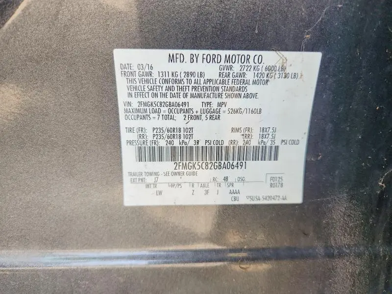 2016 FORD FLEX SEL  