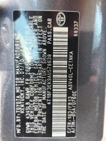 2010 TOYOTA CAMRY BASE  
