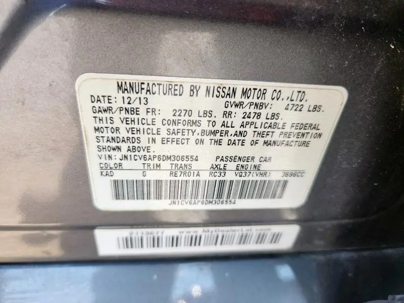 2013 INFINITI G37 BASE  