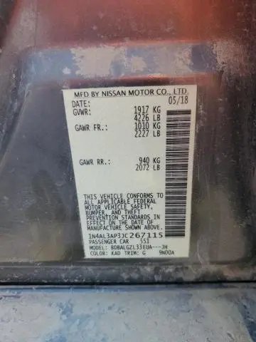 2018 NISSAN ALTIMA 2.5  