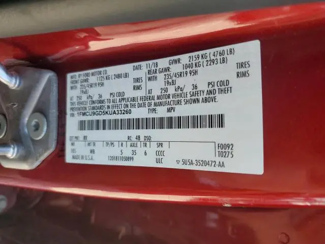 2019 FORD ESCAPE SE  