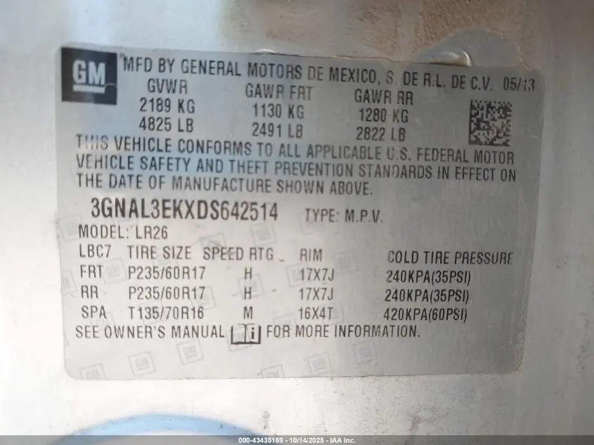 2013 CHEVROLET CAPTIVA SPORT LT