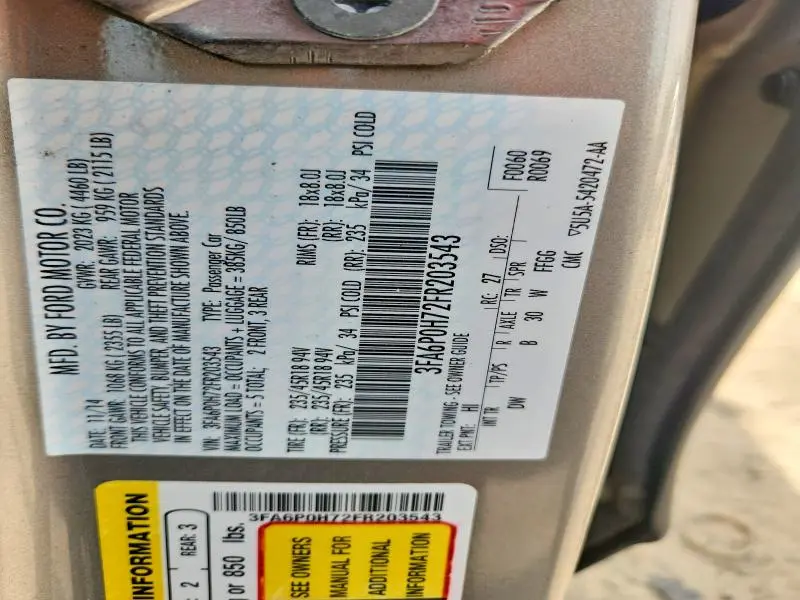 2015 FORD FUSION SE  
