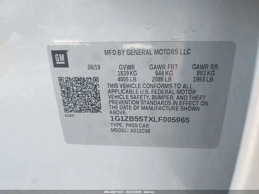 2020 CHEVROLET MALIBU FWD LS