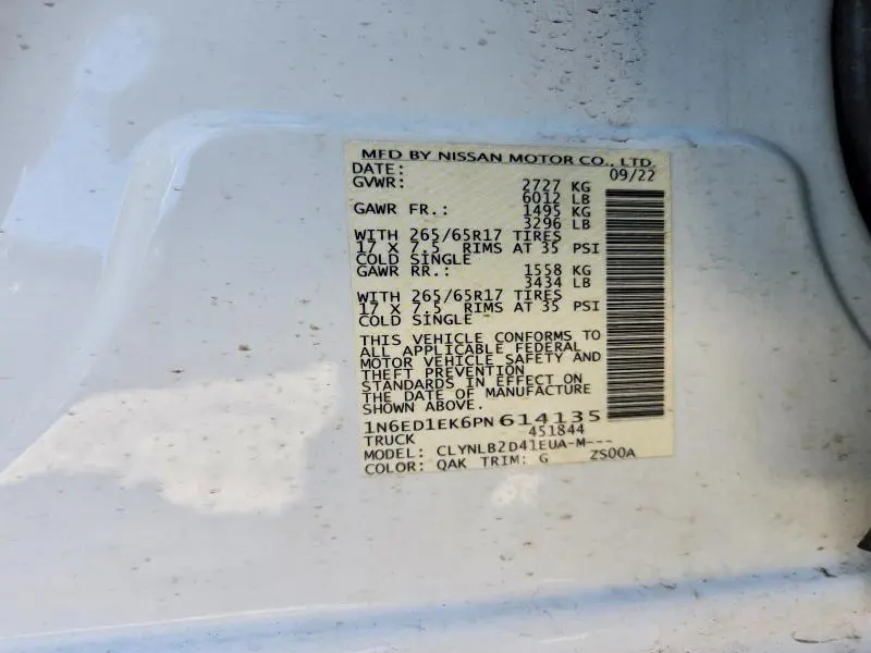 2023 NISSAN FRONTIER SV  