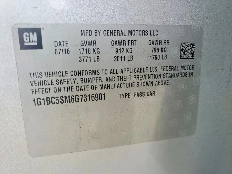 2016 CHEVROLET CRUZE LS  