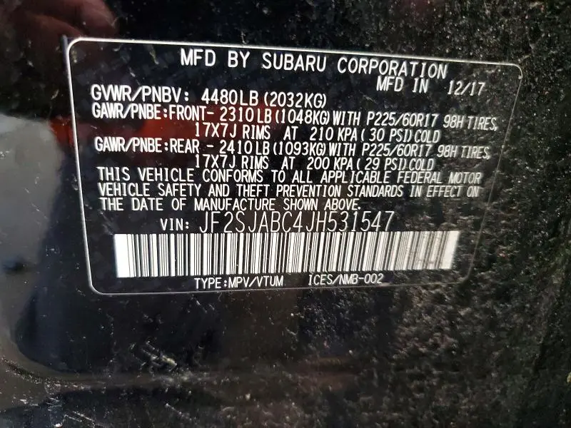 2018 SUBARU FORESTER 2.5I  