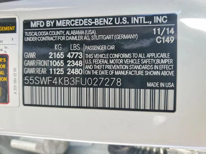 2015 MERCEDES-BENZ C 300 4MATIC  
