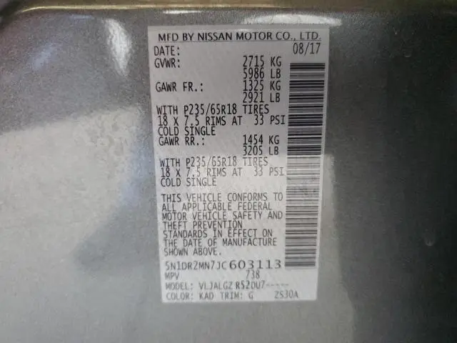 2018 NISSAN PATHFINDER S  