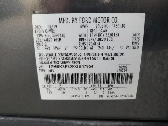 2019 FORD EXPLORER LIMITED  