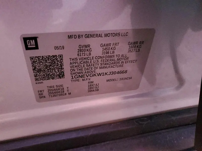 2019 CHEVROLET TRAVERSE LT  