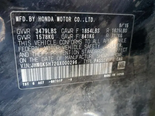 2016 HONDA FIT EX  