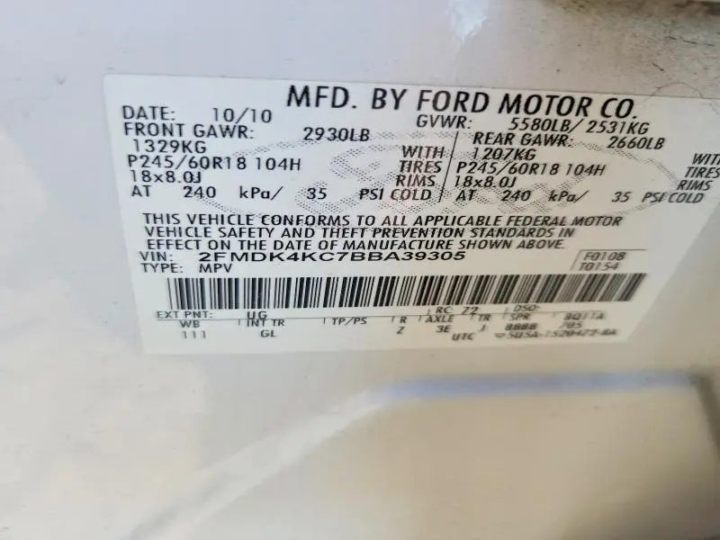 2011 FORD EDGE LIMITED  