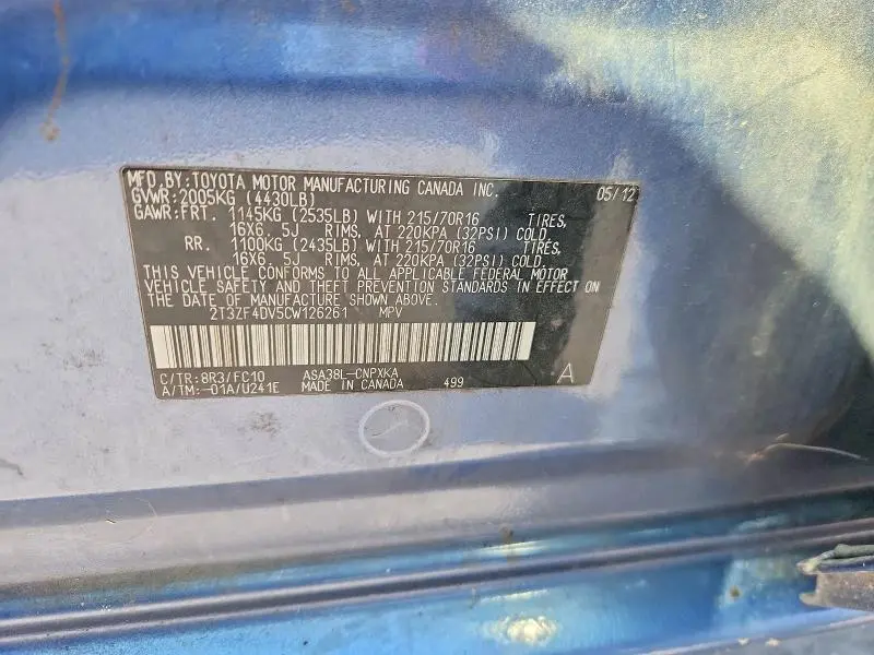 2012 TOYOTA RAV4 BASE  