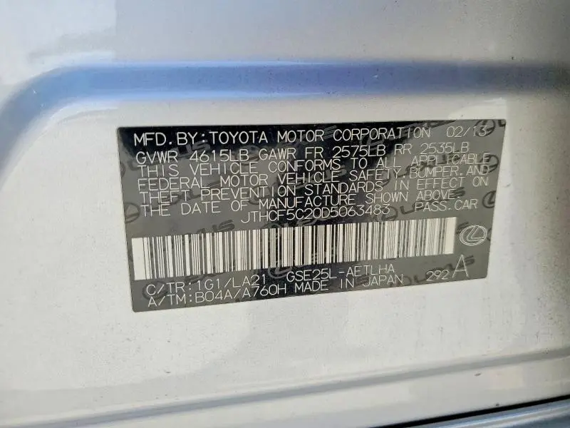 2013 LEXUS IS 250 BASE  