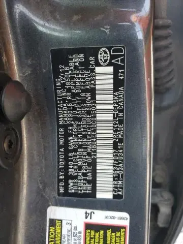 2013 TOYOTA COROLLA BASE  