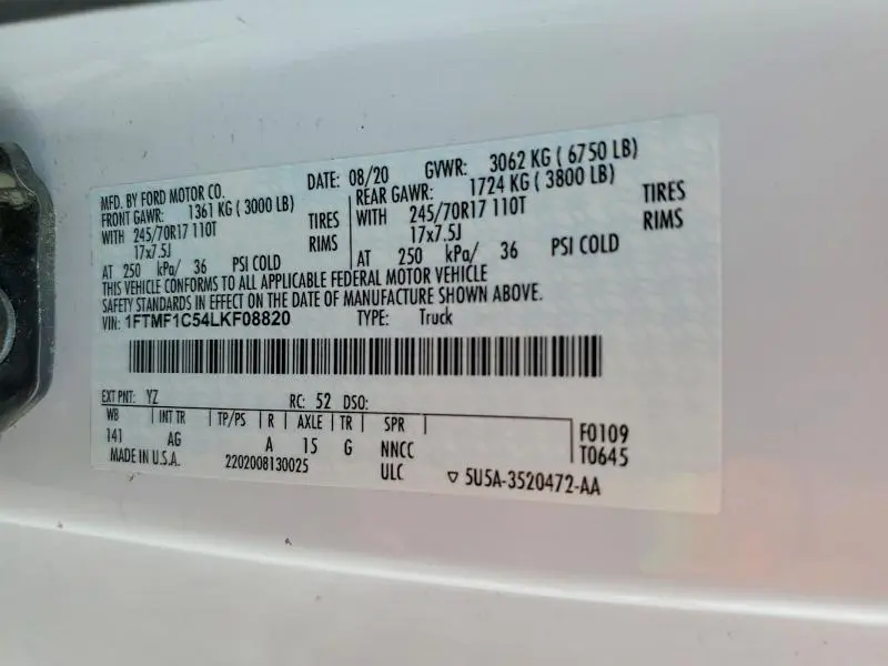 2020 FORD F150   