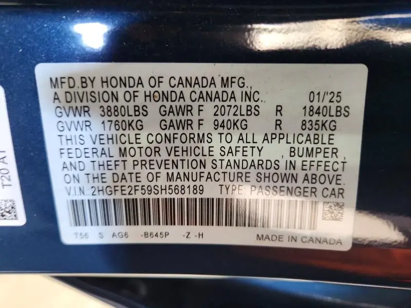 2025 HONDA CIVIC SPORT  