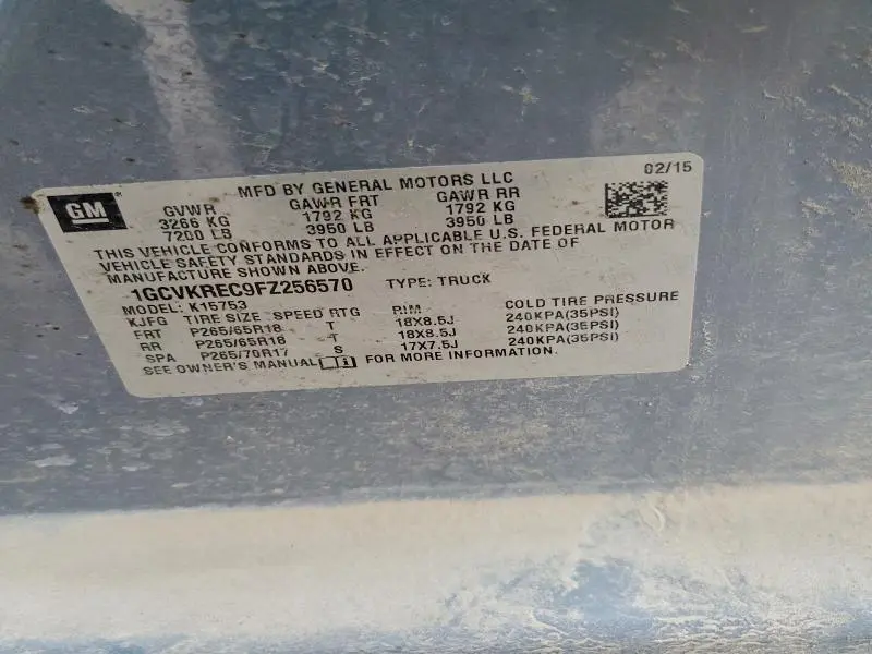 2015 CHEVROLET SILVERADO K1500 LT  