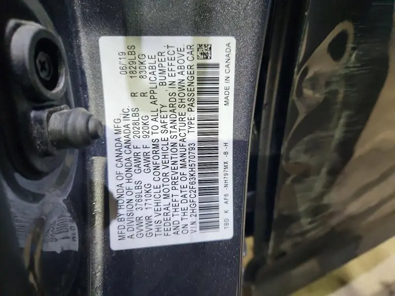 2019 HONDA CIVIC LX  