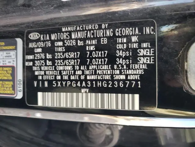 2017 KIA SORENTO LX  