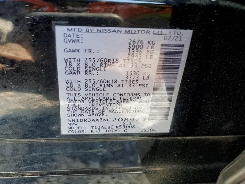 2022 NISSAN PATHFINDER S  