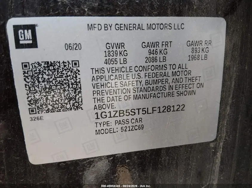 2020 CHEVROLET MALIBU FWD LS