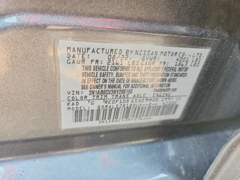 2022 NISSAN SENTRA SV  
