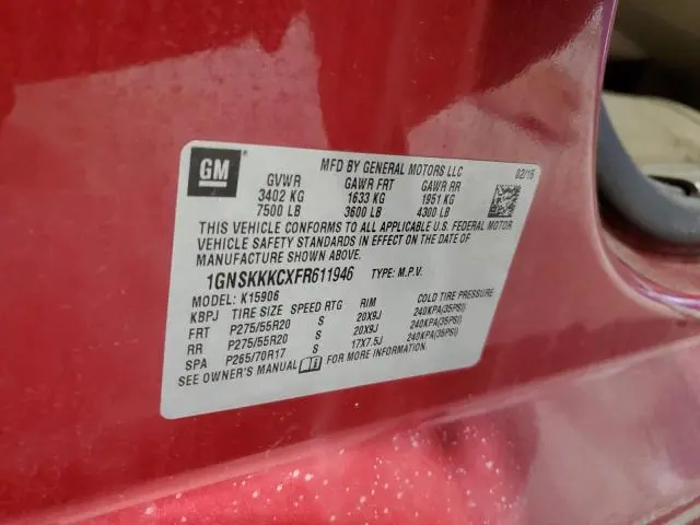 2015 CHEVROLET SUBURBAN K1500 LTZ  