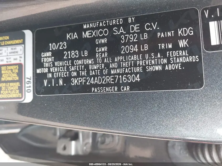 2024 KIA FORTE LXS