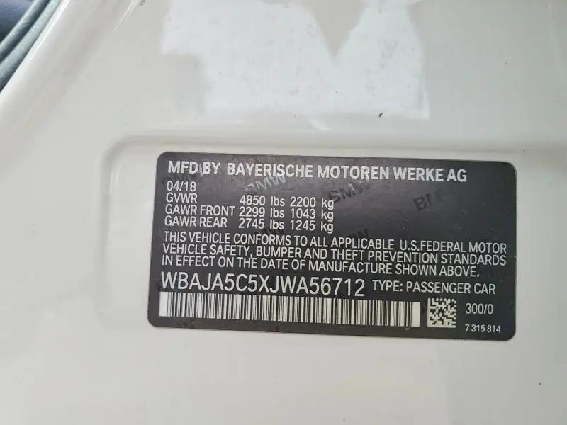 2018 BMW 530 I  