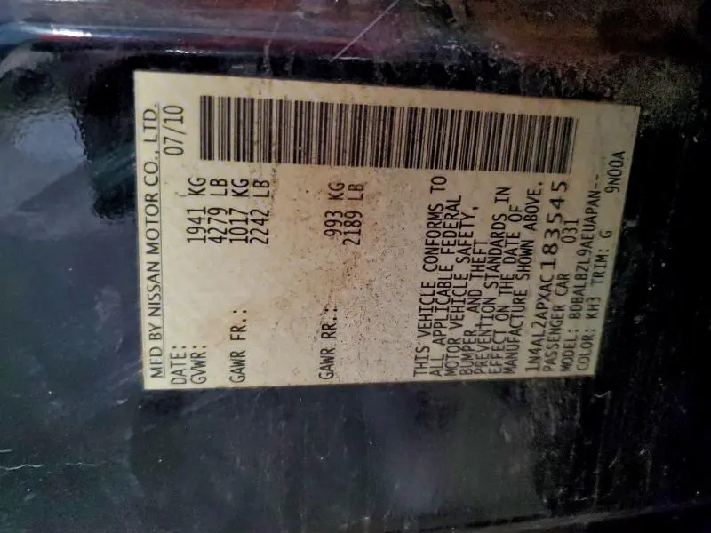 2010 NISSAN ALTIMA BASE  