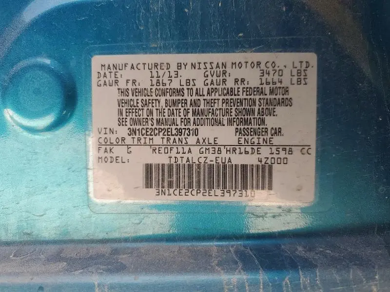 2014 NISSAN VERSA NOTE   