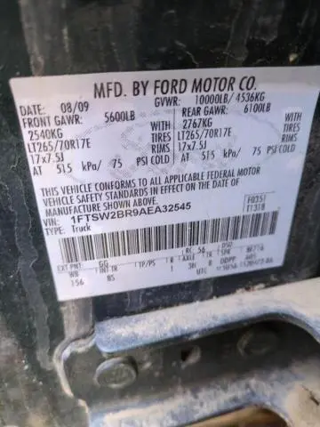 2010 FORD F250 SUPER DUTY