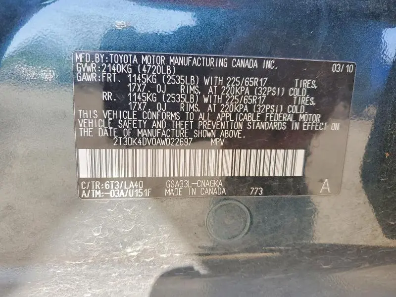 2010 TOYOTA RAV4 LIMITED  