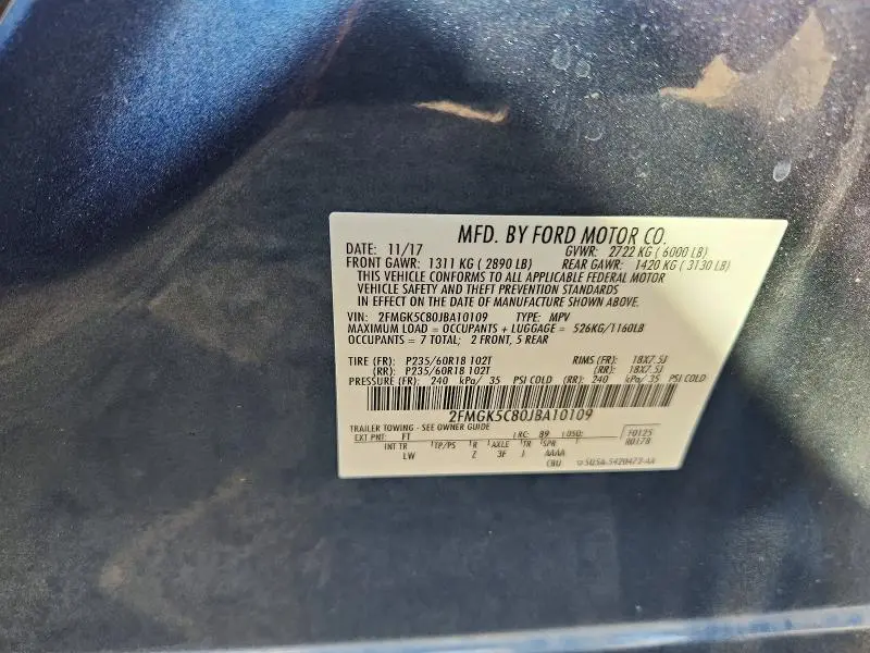 2018 FORD FLEX SEL  