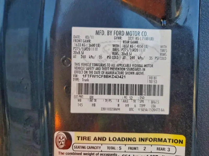 2011 FORD F150 SUPERCREW  