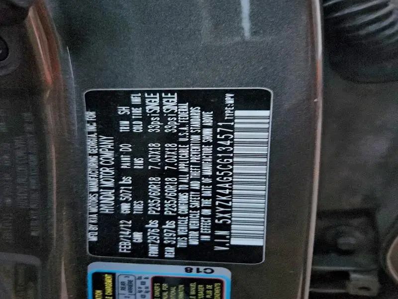 2012 HYUNDAI SANTA FE LIMITED  