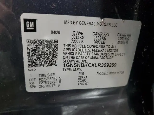 2020 CHEVROLET TAHOE K1500 LT  