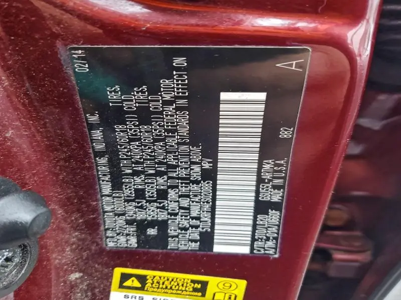 2014 TOYOTA HIGHLANDER XLE  