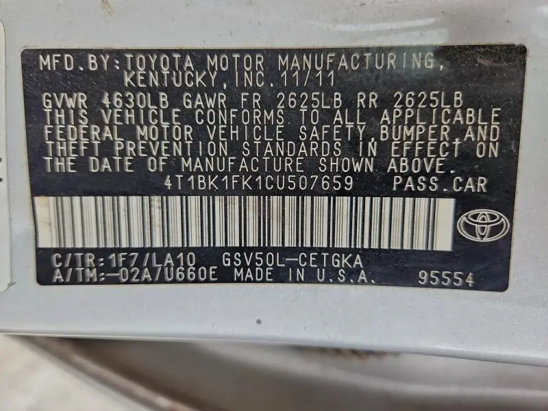 2012 TOYOTA CAMRY SE  