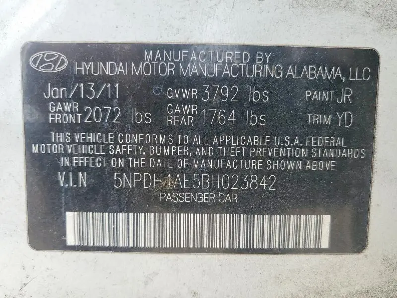 2011 HYUNDAI ELANTRA GLS  