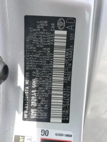 2018 TOYOTA COROLLA L  