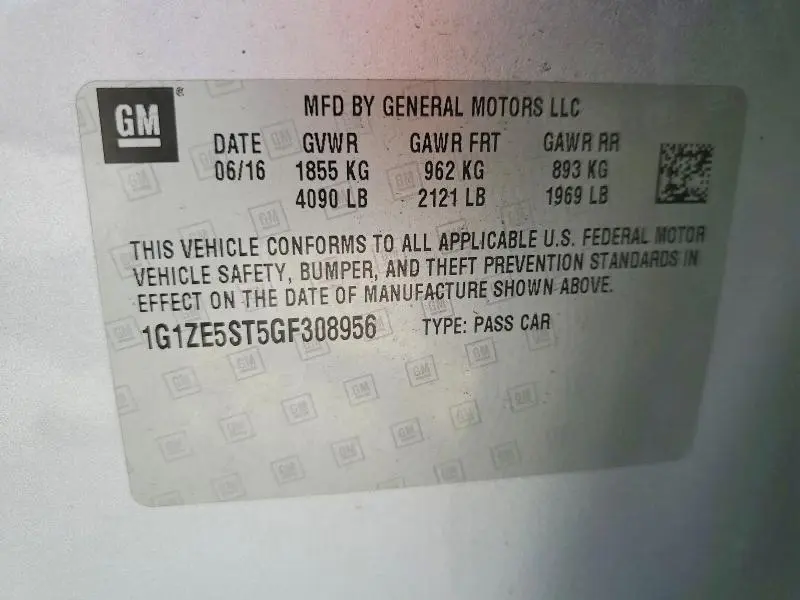 2016 CHEVROLET MALIBU LT  