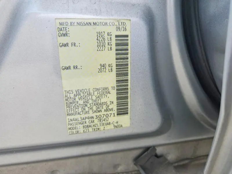 2017 NISSAN ALTIMA 2.5 SR  