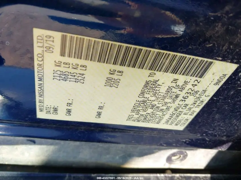 2020 NISSAN MAXIMA SV XTRONIC CVT